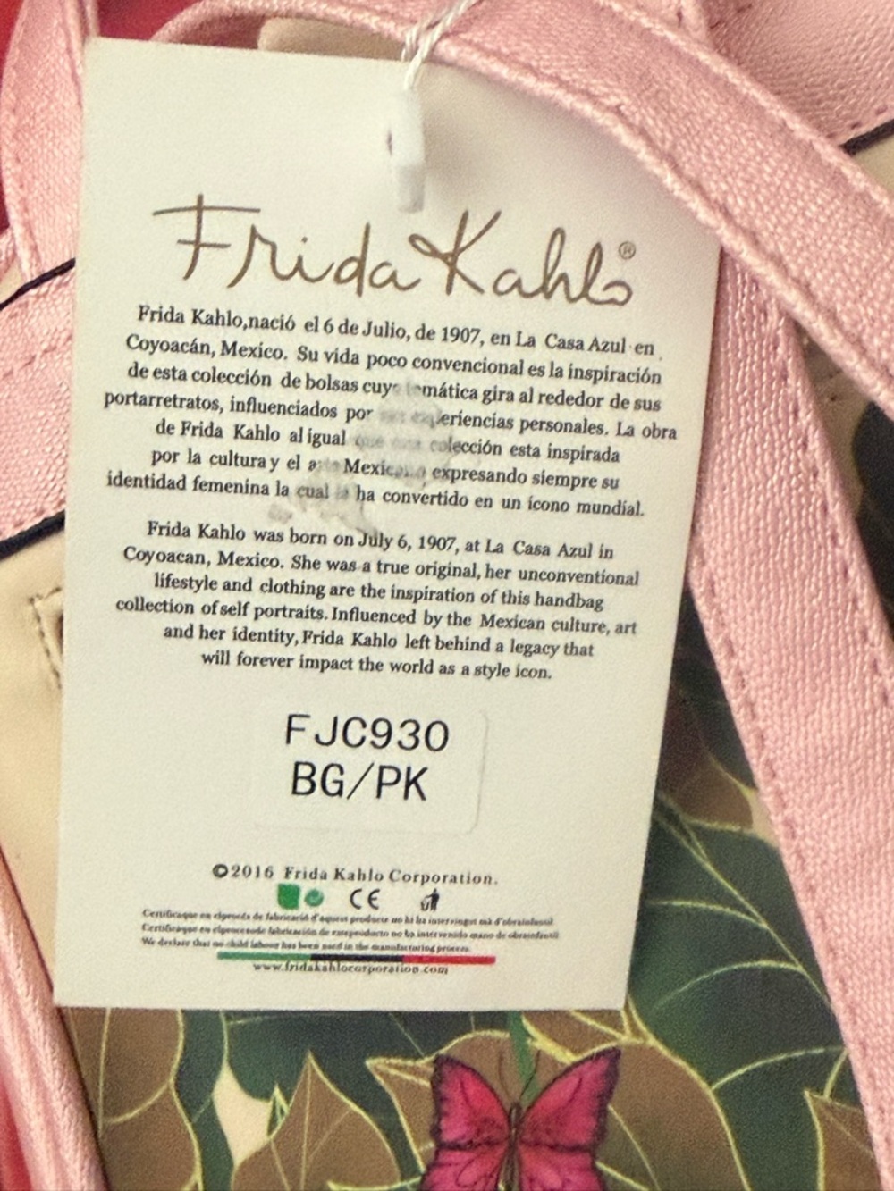 New Authentic Frida Kahlo cartoon Pink Floral Mini Faux leather Backpack w/tags - Picture 5 of 7
